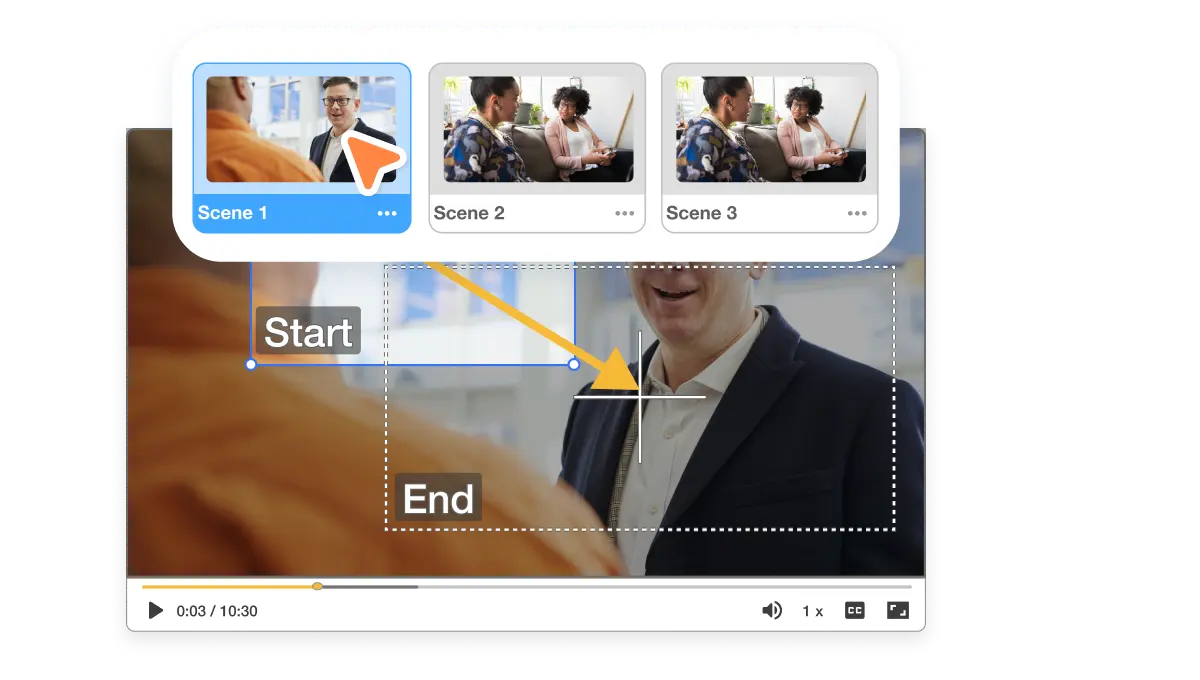 Scene-by-scene control for using the Ken Burns effect in Visla